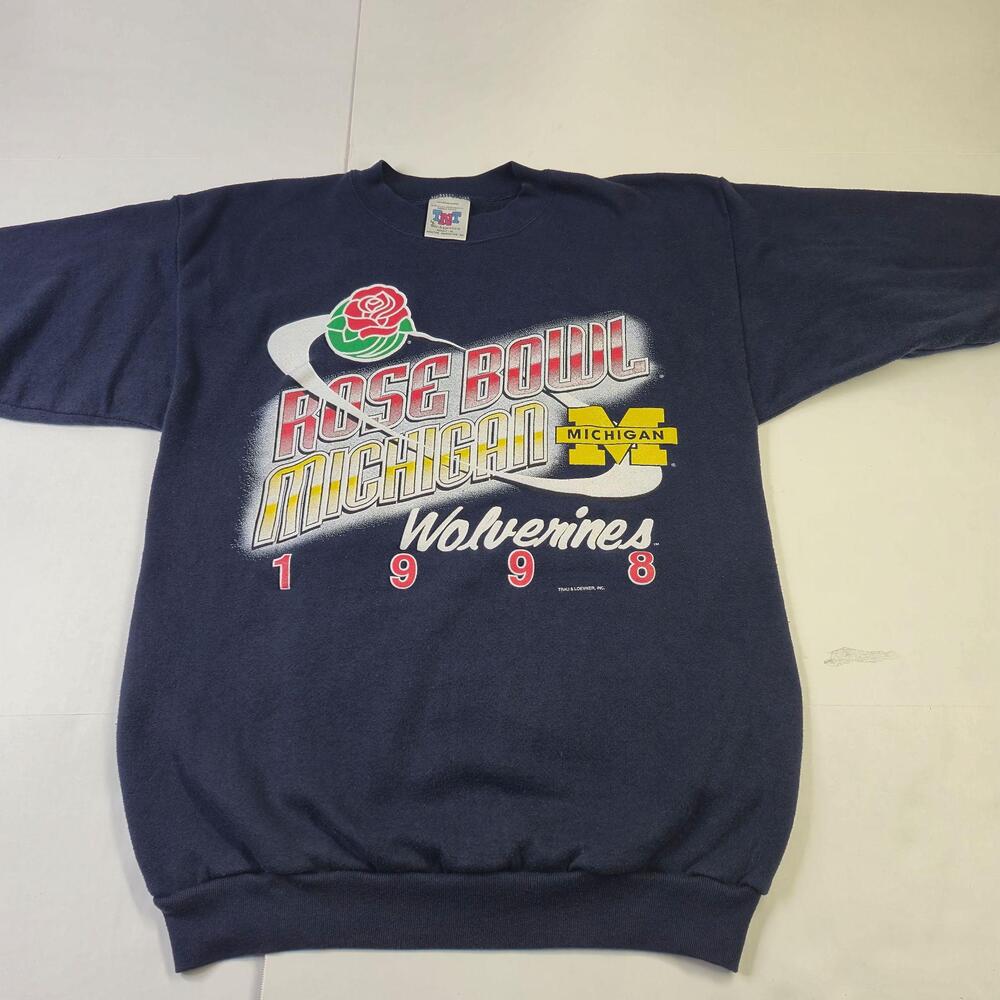 Vintage Michigan Wolverines Sweatshirt Mens XL Blue NCAA Football Rose Bowl 1998